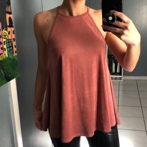Pink suede halter top